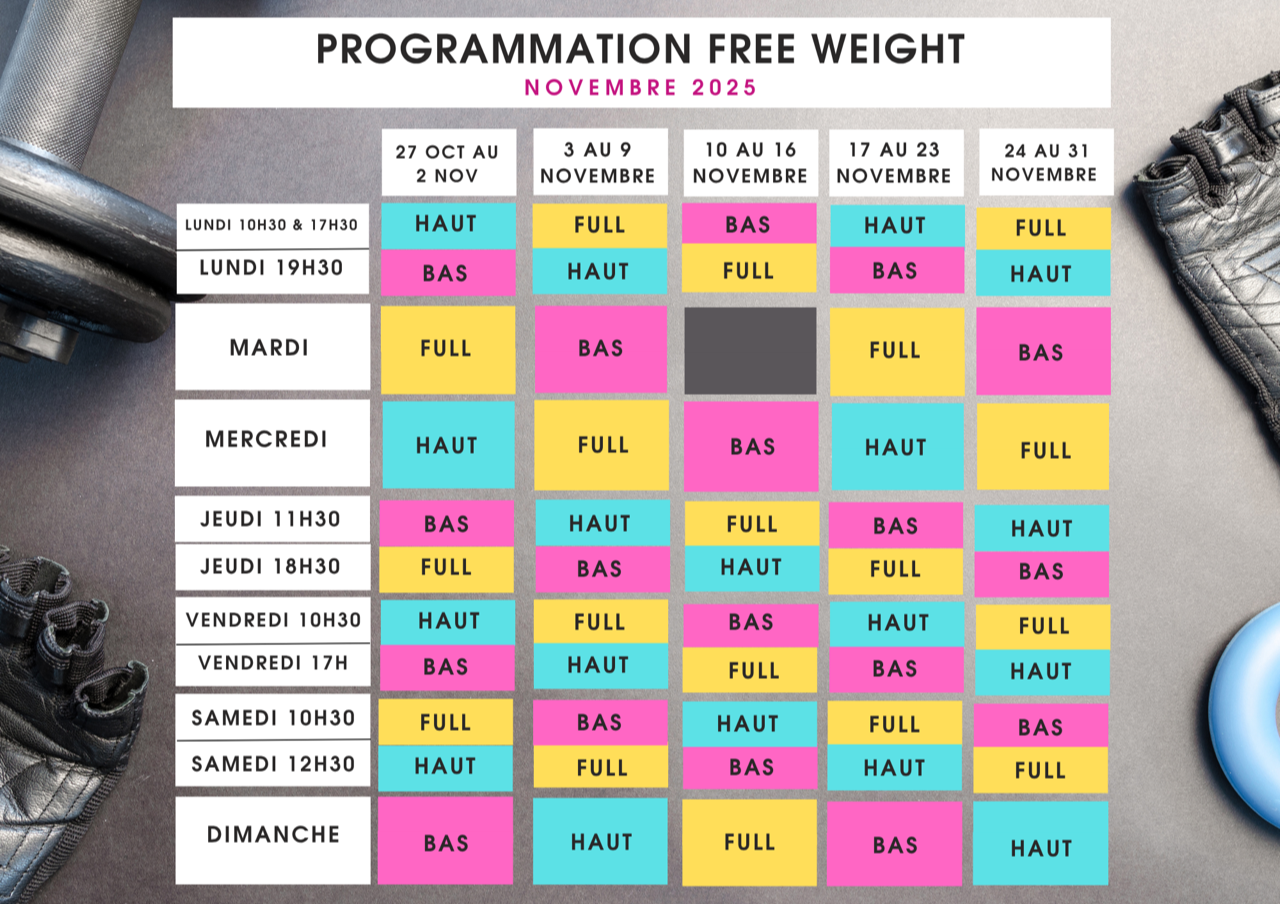 PROGRAMMATION FREE WEIGHT - Novembre 2025